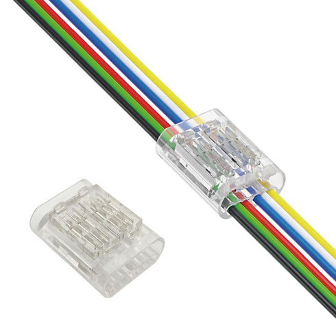 6-Pin RGBWW Connectors 20-22 AWG | Solderless Wire Joiners for RGB+CCT 6-Line