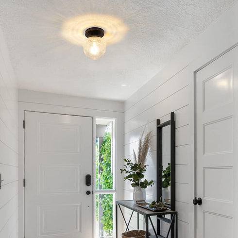 Closet DSMJFU Black Semi Flush Mount Ceiling Light, Small Hallway Light Fixture, Vintage Close to Ceiling Light Fixture