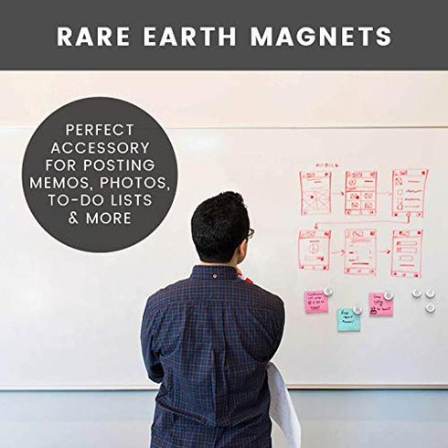 MessageStor Round Magnets for Dry Erase Board, Glass White Board, Bulletin Board - 12 Pack Clear/Assorted Neodymium