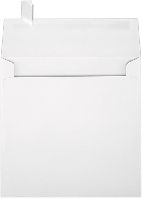 LUXPaper Square Invitation Envelopes - Peel & Press, 6" x 6", White, 100% Recycled, 80lb. Text, 50 Qty