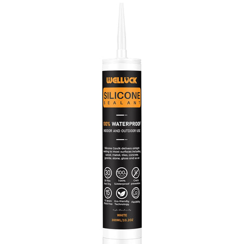WELLUCK 100% Waterproof Silicone Caulk Sealant, Flexible Adhesive for Kitchen, Bathroom, Window, Door, Glass, Bathtub,