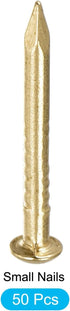 Small Nails (1.5x15mm) 50pcs, Brass Tiny Hardware Nails for Household Woodworking, Brass Tone