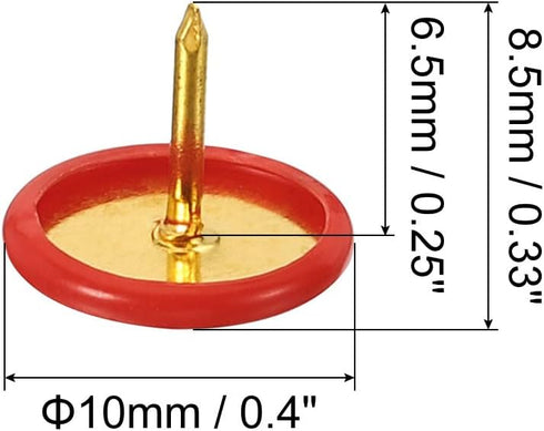 PATIKIL Push Pins, 300 Pack Plastic Roundness Pushpin Decorative Thumb Tacks Golden Steel Point for Cork Board, Red