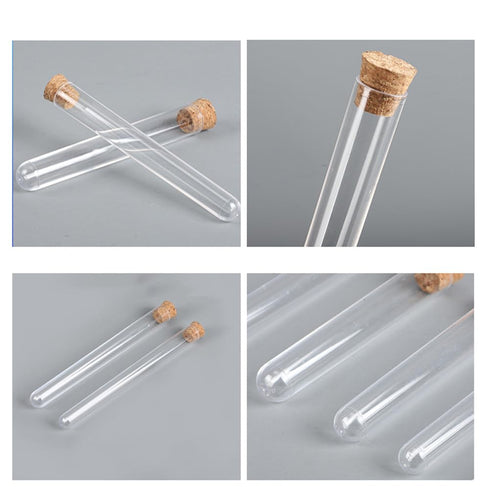 10Pcs Clear Plastic Test Tubes with Cork Stoppers, 15x150mm 13ml for Jewelry Seed Beads Powder Storage