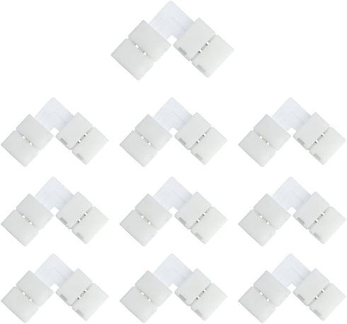 LightingWill 10pcs Pack L Shape Solderless Snap Down 2 Pin LED Strip