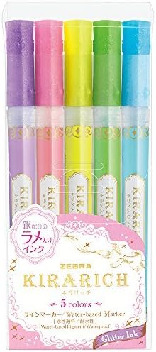Zebra Glitter Highlighter Kirarich Pack of 5 (WKS18-5C) - 3 Set
