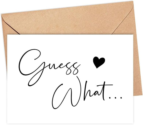 WallaDesign Guess What Card - Baby Announcement Card - Pregnancy Announcement Cards -