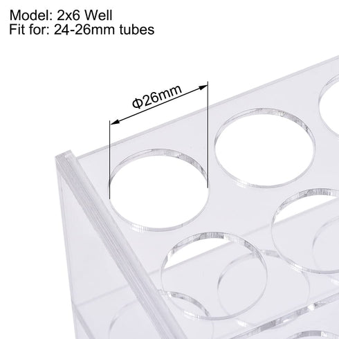 uxcell Acrylic Test Tube Holder Lab Stand Rack with 2x6 Wells for Centrifuge Tubes (Clear)