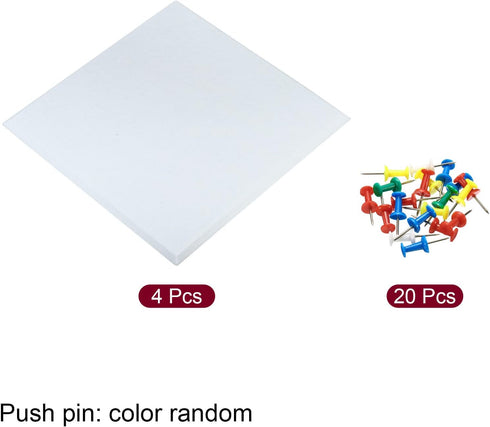 PATIKIL Felt Board Tiles, 4 Pack Self-Adhesive Square Wall Cork Pin Bulletin Board with Push Pins for Home Office Decor