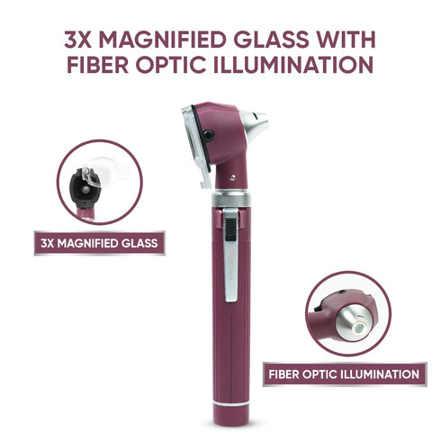 MeddSight 3X 10 6 Otoscope with Light, Fibre Optic Ear Scope for Kids & Adults, Zoom Magnifying Glass, LED Ear