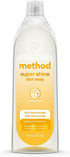 Method Super Shine Liquid Dish Soap, Powered by Enzymes, Coastal Citron Scented,