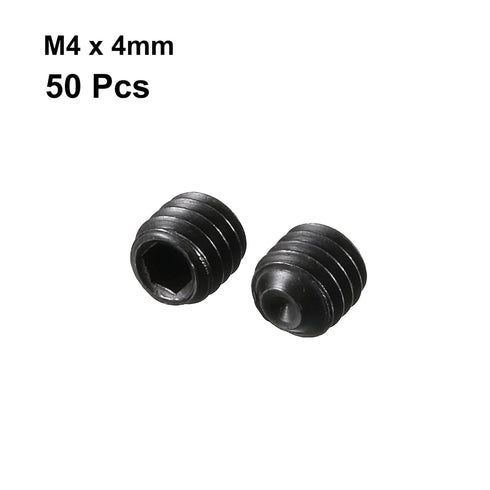 uxcell 50Pcs Black M4 x 4mm Alloy Steel Hex Socket Set Grub Screws
