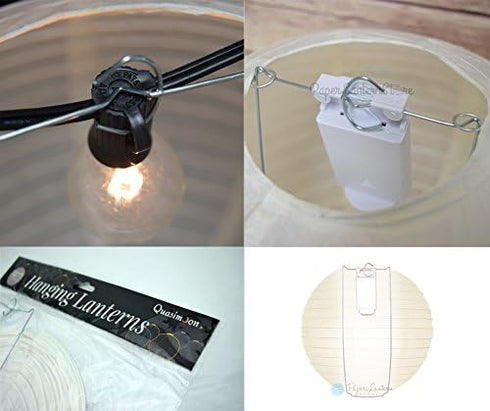 (16-Inch, Luna Bazaar Premium Paper Lantern Lamp Shade Free-Style Ribbed, Wedding Beige) - Chinese/Japanese Hanging