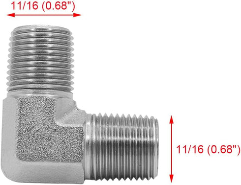 (2-PACK) 5500-06-06 Hydraulic Hose Adapter Fitting 3/8" Male (3/8-18 NPTF) × 3/8" Male (3/8-18 NPTF) 90° Elbow SAE Pipe Joints Connector Carbon Steel by BEITERSTOE
