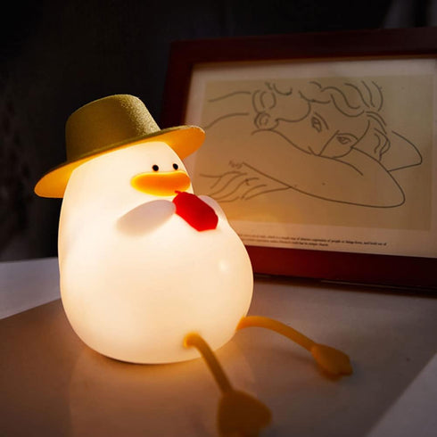 LVOERTUIG 30 Cute Duck USB Rechargeable Night Light, Silicone Kids Lamp with Minute Timer & Tap Control, for Nursery