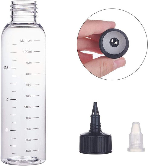BENECREAT 12 Pack 110ml Transparent Plastic Dispensing Bottles with Twist Cap for Liquids, Inks, Oils, Crafts