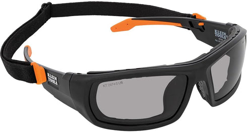 Klein Tools 60471 Safety Glasses, ANSI Z87.1+ Pro Full Frame Gasket Safety Glasses with Gray Lens, UV Protection
