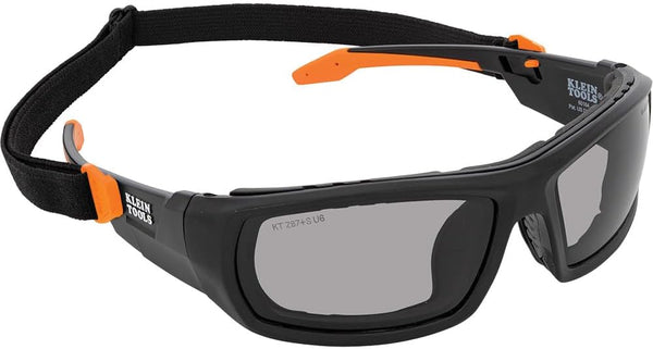 Klein Tools 60471 Safety Glasses, ANSI Z87.1+ Pro Full Frame Gasket Safety Glasses with Gray Lens, UV Protection