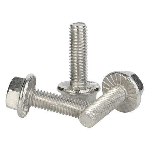 M8 x 10mm Flanged Hex Head Bolts - Stainless Steel 304, DIN 6921, 20 PCS