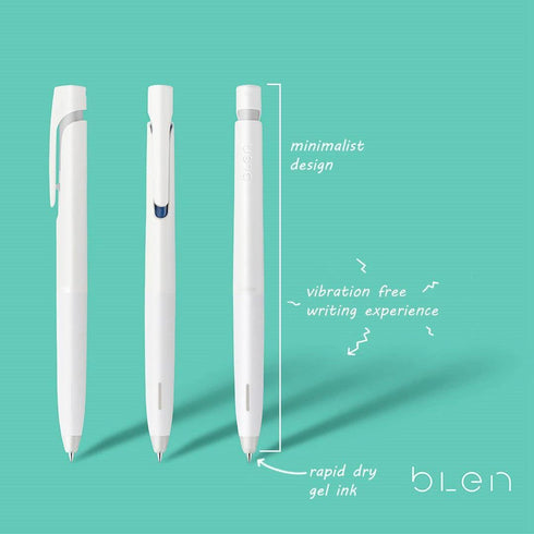 Zebra Pen bLen Retractable Ballpoint Gel Pen + refills, White Barrel, Medium Point, 0.7mm, Blue Ink, 6-Pack