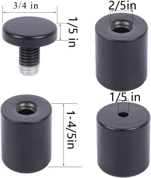 Osring 3/4 x 2 Inch Sign Standoff Mounting Hardware, Black Screw Standoffs for Acrylic Board, Glass Panel, 8 Pack
