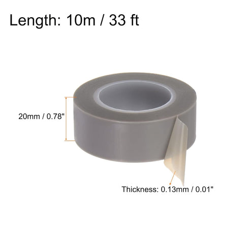 PTFE Film Tape Roll, 0.8" x 33 ft High Temperature Tape 0.13mm Thickness with Single Side Adhesive for Vacuum Sealer Machine, Hand Impulse Sealers, Gray