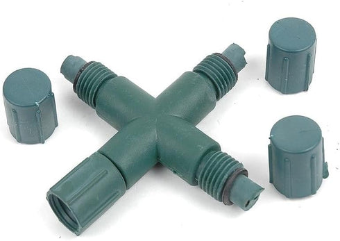 3-Way C7 Novelty Lights Coaxial String Light X-Connector, Green Weather-Tight Splitter for Coax LED Mini & Strings