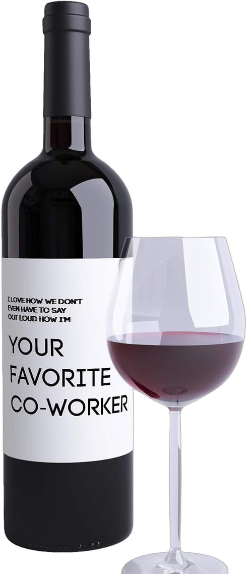 Funny Coworker Gift Wine Bottle Label + Holiday Greeting Card I Love