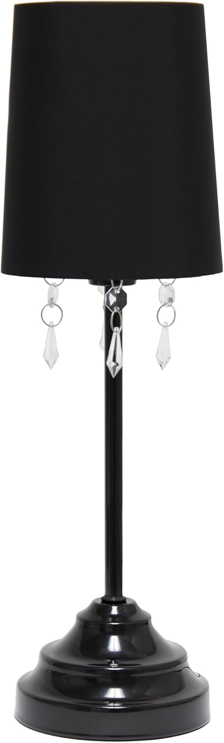 Simple Designs 17.25" Chic and Stylish Crystal Adorned Table Lamp - Black