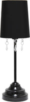 Simple Designs 17.25" Chic and Stylish Crystal Adorned Table Lamp - Black