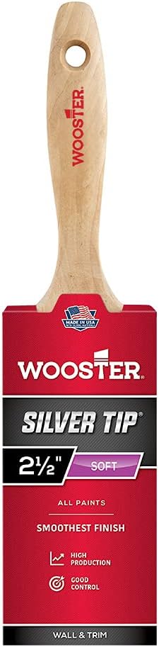 Wooster Brush 5222-2 1/2 Tip Paintbrush, 2.5 Inch, White, Silver