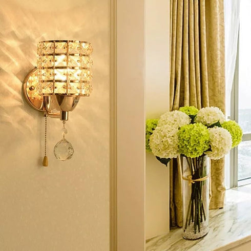 TEEM Set 2, E26 -Bulbs Modern Luxury Gold Crystal Wall Sconces of Hardwired Lights Standard Socket Decorative Light