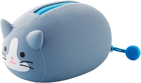LIHITLAB PuniLabo Mini Zipper Pouch, Horizontal, 2.2" x 2.7", Gray Cat (A7780-4)