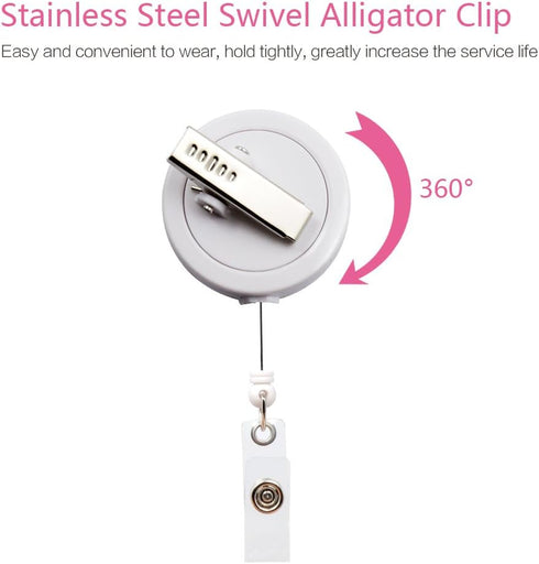 Panda Retractable ID Badge Reel with Alligator Clip - 24 inch Retractable Cord