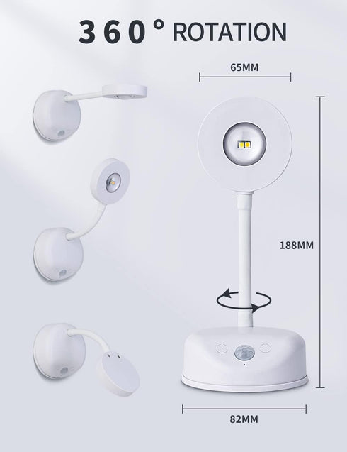 Bulb Dimmable 360 FXPS Wireless Spotlight Battery Operated, with Motion Sensor, LED Cat-Eye Small Wall Sconce, Stick-on