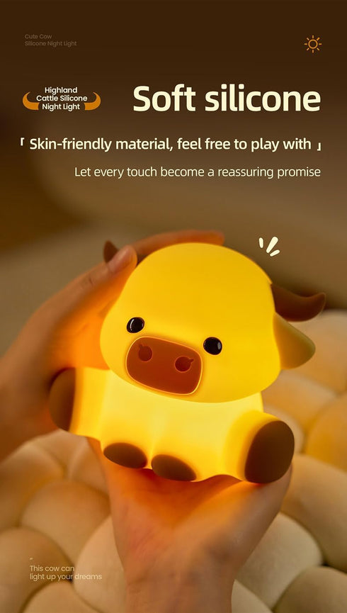 KidoYean 3 Dimmable Cute Highland Cow Night Light, Squishy Highland Cow Novelty Animal Lamp, Level Nursery Nightlight