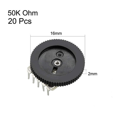 uxcell 50K Ohm Dial Wheel Potentiometer for Audio Stereo Volume Switch Control 16x2mm 20Pcs