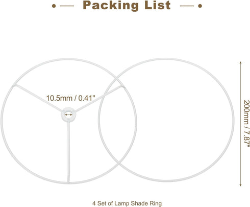 7.9 Inch 4 Set PATIKIL Lamp Shade Ring, Metal Lamp Shade Frame Wire Lampshade Frame DIY Drum Strong Ring Lampshade
