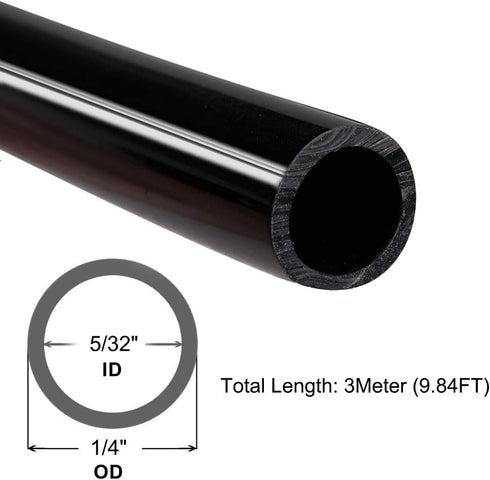 QuQuyi 5/32" (4mm) ID x 1/4" OD Silicone Vacuum Tubing Hose Black High Temperature Food Grade Pure Silicon Tube Air Hose Water Pipe for Pump Transfer, 9.84ft Length