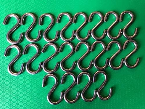 S Hook - Marine Grade 316 Stainless Steel, 1.56" Long, 5/32" Thick Metal Hook for Hanging and Utility Use (20)