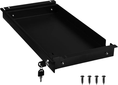 Frassie 17 Inch Under Desk Pull-Out Drawer with Lock, Office Mounted Sliding Metal Pencil Drawer for Standing Desk