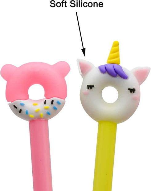 Maydahui 12PCS Cute Animal Donuts Gel Pen, Fun Food Pens, Panda Bear Cat Unicorn Style, Black Ink for Party School