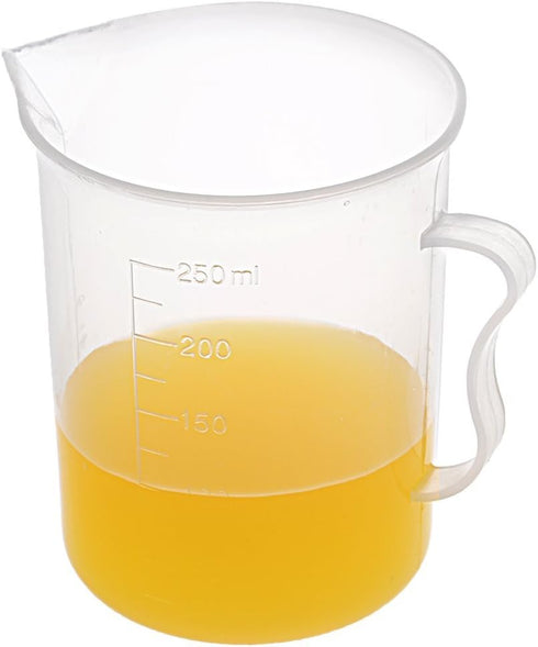 uxcell Measuring Cup 250ml PP Plastic Graduated Beaker with Handle for Lab Kitchen Liquids (5pcs)