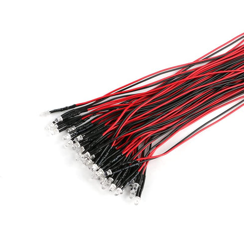 5mm 12 5-12V,0.1W, Cars,12V 50PCS Volt LED Lights Emitting Diodes with Wire, LED Mini LED Lights for Crafts, Toy Mini