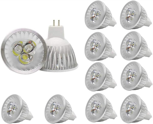 MR16 LED Bulbs MR16 3W LED Cool White Light Bulbs, GU5.3 12V 3 Watt LED Spotlight, 20W Halogen Equivalent, Pack of 10