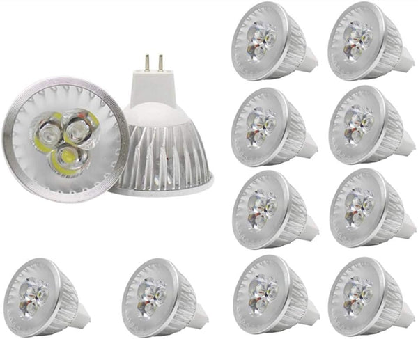 MR16 LED Bulbs MR16 3W LED Cool White Light Bulbs, GU5.3 12V 3 Watt LED Spotlight, 20W Halogen Equivalent, Pack of 10