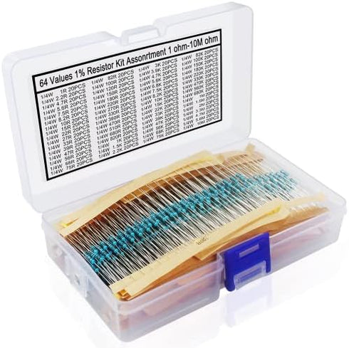 Aniann 1280 Pieces Resistor Kit - 64 Values 1% Assorted Resistors 1 Ohm-10M Ohm for DIY Projects