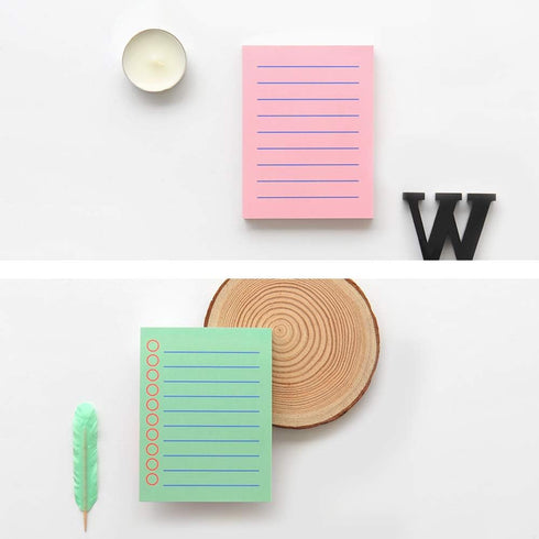 Monolike Memopad Boldline Color Design SET, 4 Packs, 100 Sheets Per Pad, Total 400 Sheets