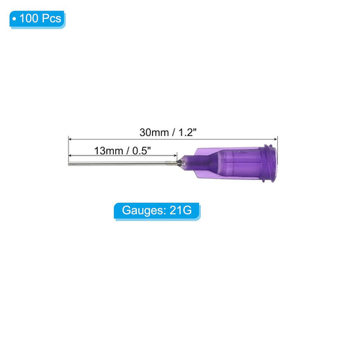 PATIKIL Blunt Tip Dispensing Needles with Bent Blunt Needle, 100 Pcs 0.5 Inch 21G Industrial Liquid Dispenser Needle for Refilling Liquid Ink Adhesive Glue, Purple