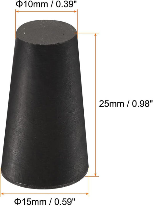 MECCANIXITY Rubber Tapered Plug 10mm to 15mm Solid Test Tubes Bungs Stopper Black for Lab Home 30 Pieces